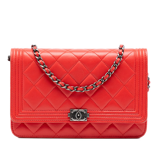 Quilted Lambskin Boy Wallet On Chain - Image 1