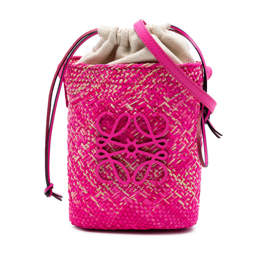 Paulas Ibiza Raffia Anagram Square Pocket Bucket Bag - Image 1