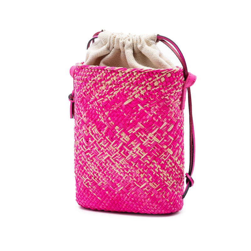 Paulas Ibiza Raffia Anagram Square Pocket Bucket Bag - Image 2