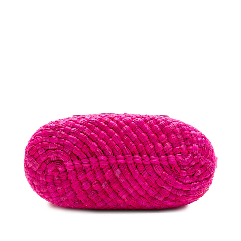 Paulas Ibiza Raffia Anagram Square Pocket Bucket Bag - Image 3