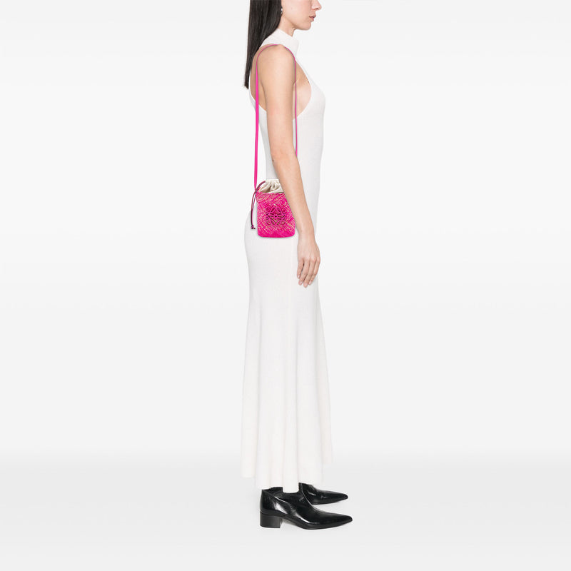 Paulas Ibiza Raffia Anagram Square Pocket Bucket Bag - Image 6
