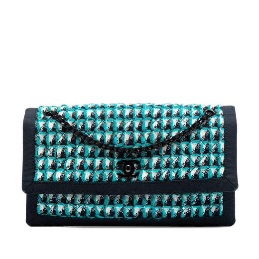 CC Multicolor Quilted Tweed Accordion Houndstooth Flap - Image 1