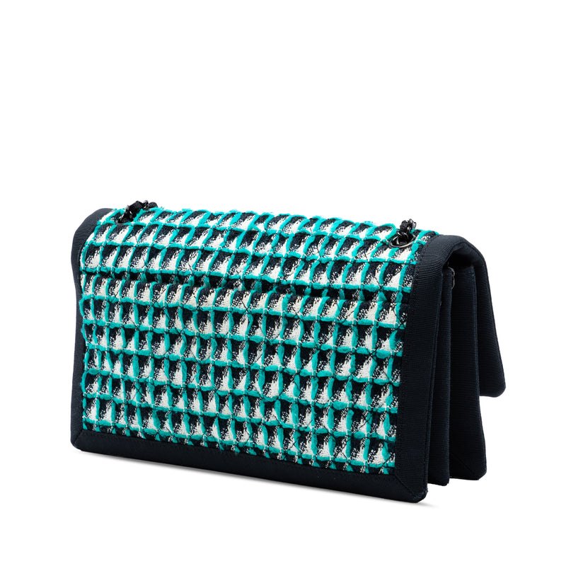 CC Multicolor Quilted Tweed Accordion Houndstooth Flap - Image 2