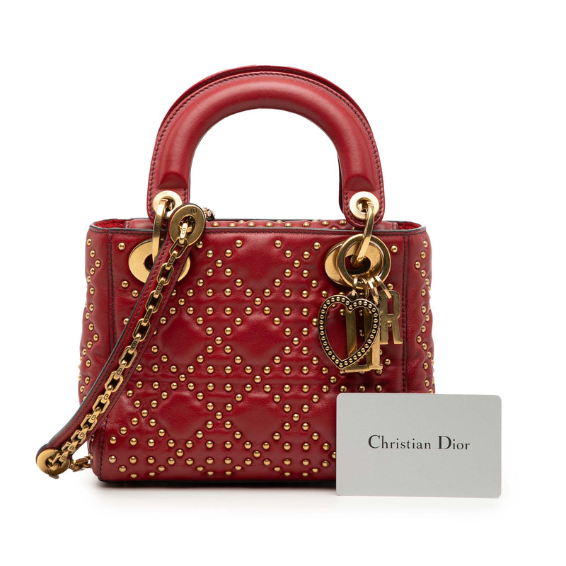 Mini Lambskin Cannage Studded Supple Lady Dior - Image 8