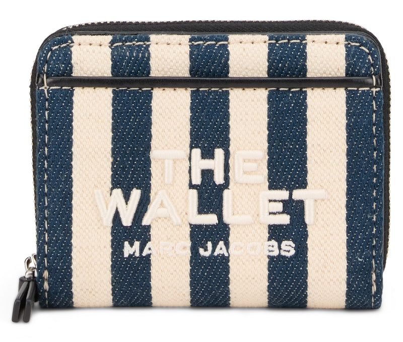 Marc Jacobs Striped Cotton Compact Wallet — Navy & Purses