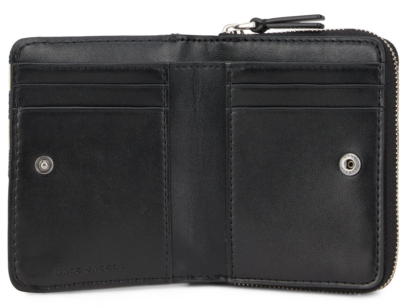 Marc Jacobs Striped Cotton Compact Wallet — Navy & Purses