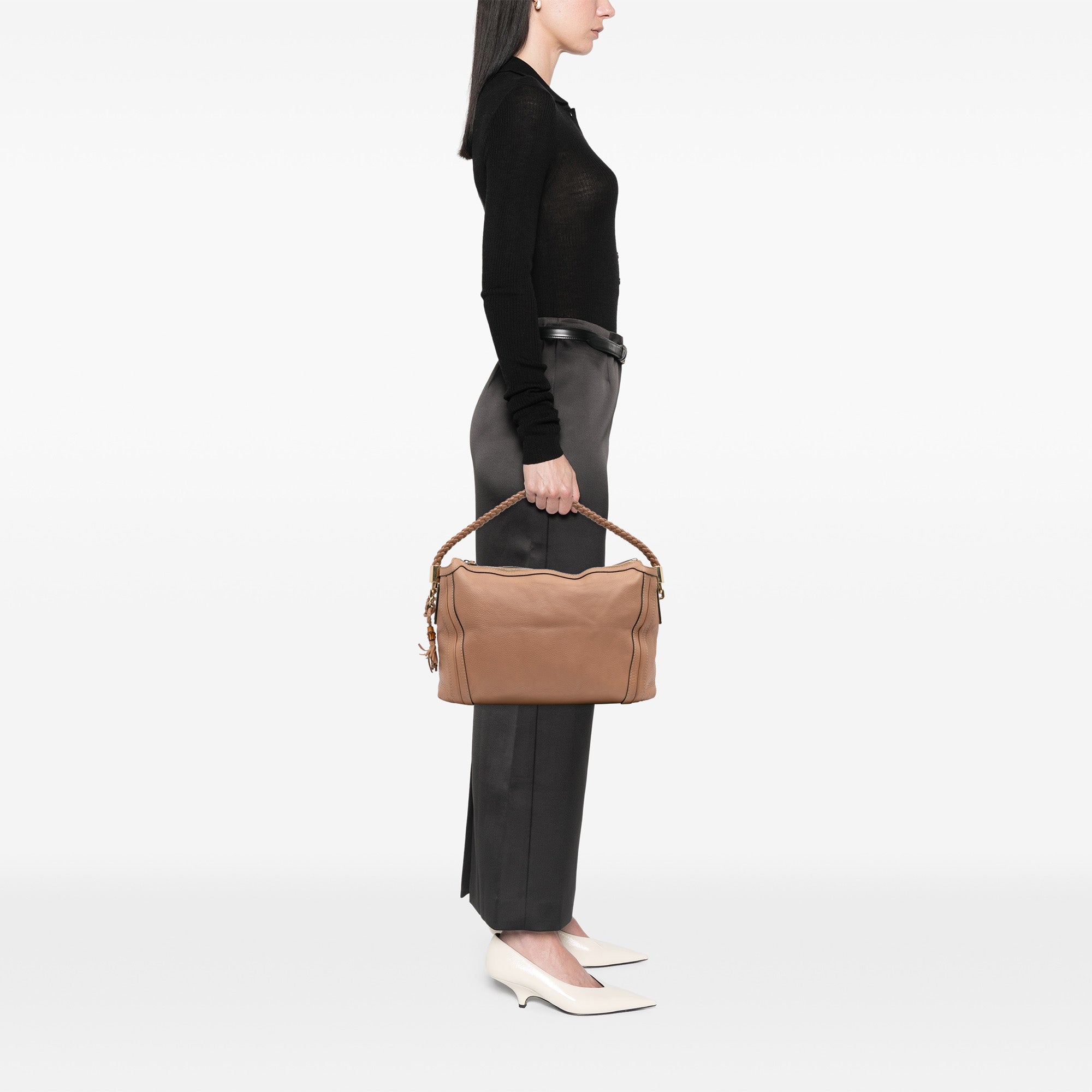 Medium Pebbled Calfskin Bella Shoulder Bag - Image 11
