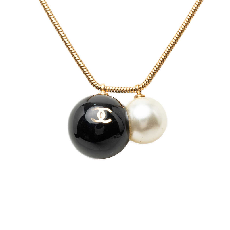 CC Gold Plated Faux Pearl Pendant Necklace - Image 3