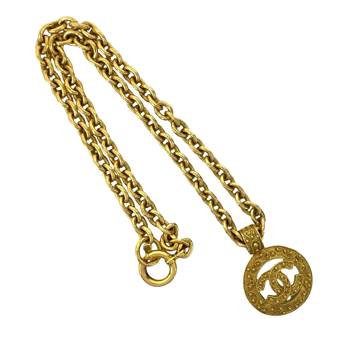 CC Gold Plated Medallion Chain Necklace - Image 1