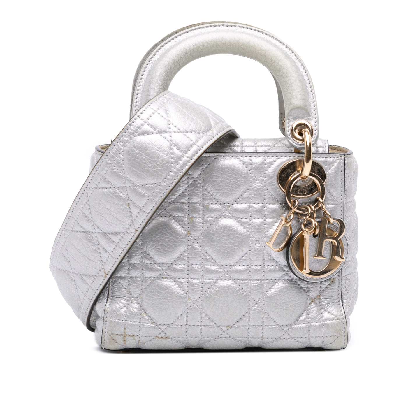 Mini Metallic Grained Calfskin Cannage Lady Dior - Image 1