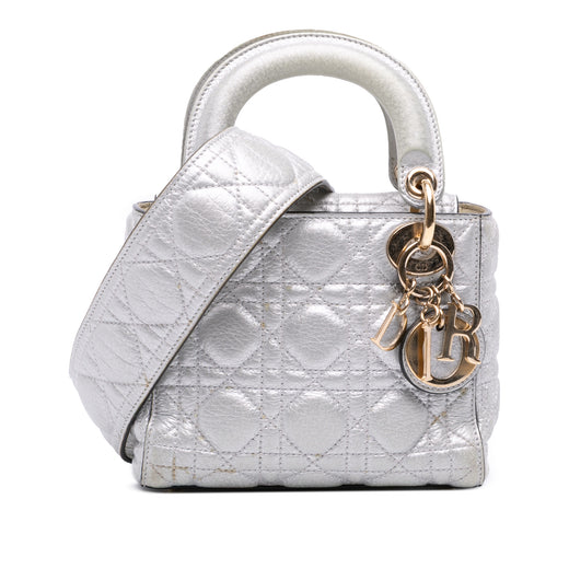 Mini Metallic Grained Calfskin Cannage Lady Dior - Image 1