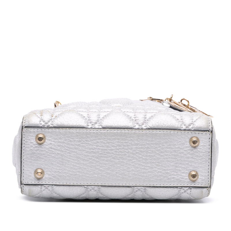 Mini Metallic Grained Calfskin Cannage Lady Dior - Image 3