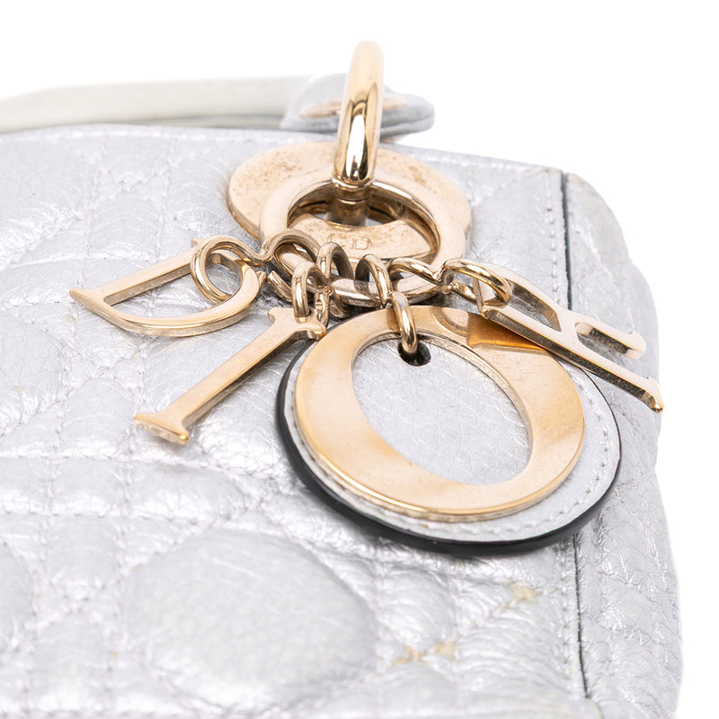 Mini Metallic Grained Calfskin Cannage Lady Dior - Image 9