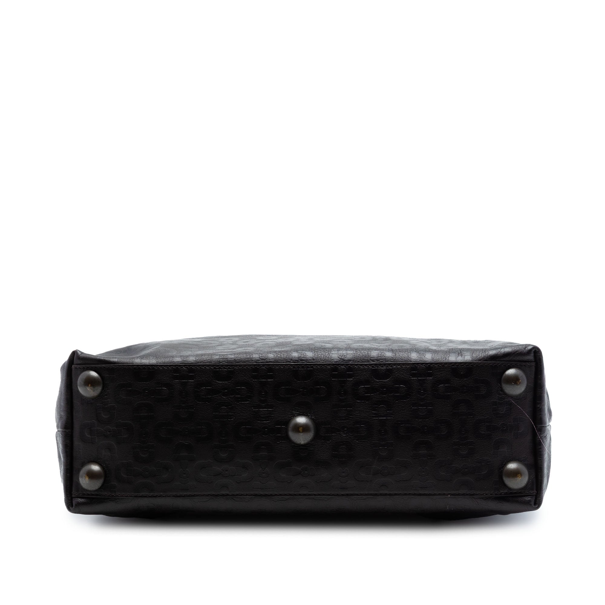 Embossed Studded Leather Horsebit Tote - Image 3