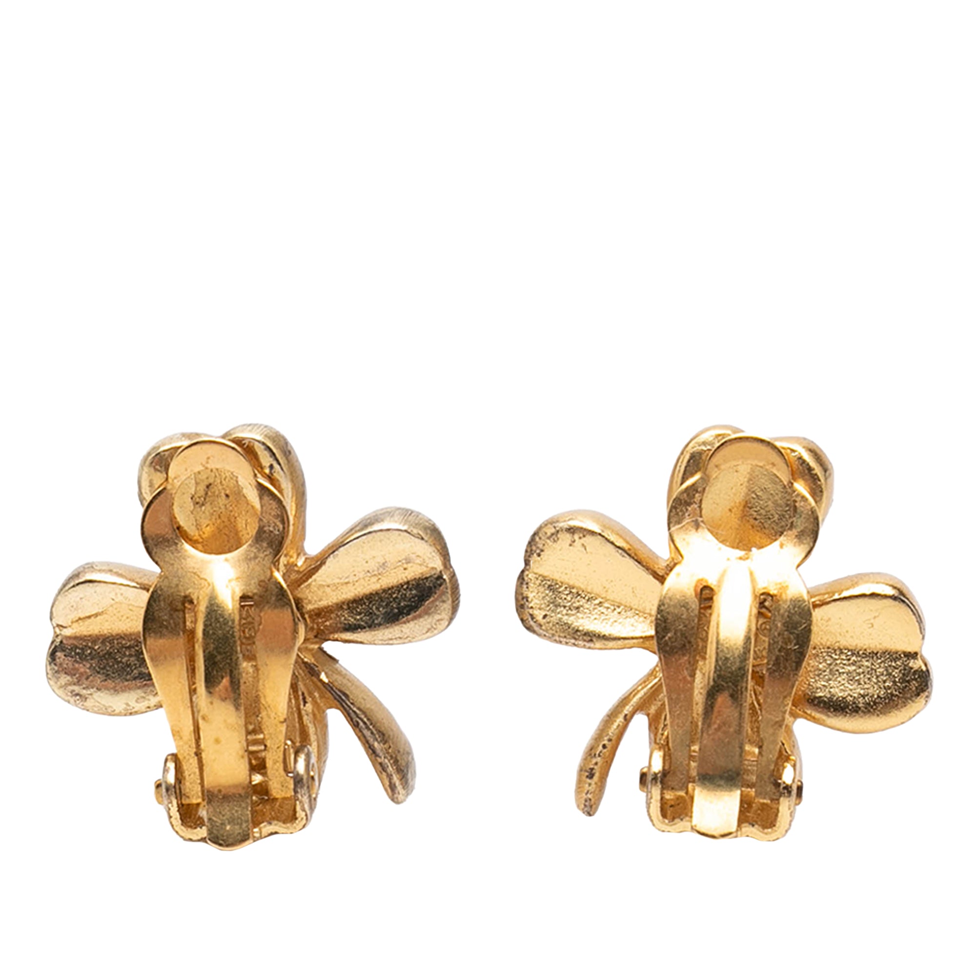 CC Gold Plated Clover Clip On Earrings - Image 2