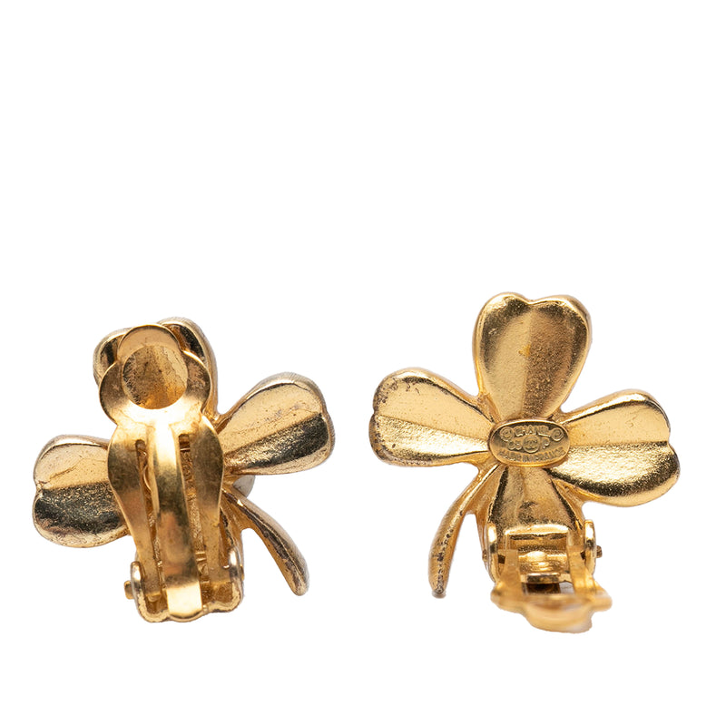 CC Gold Plated Clover Clip On Earrings - Image 3