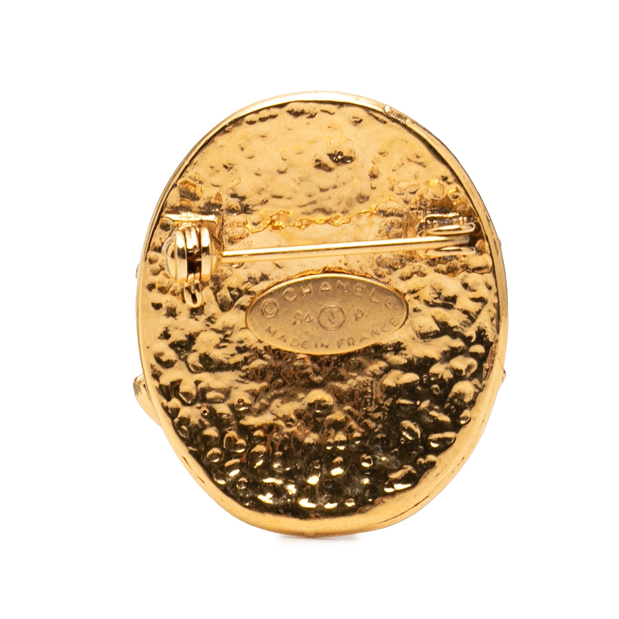 Gold Plated CC Oval Pin Brooch - Image 2