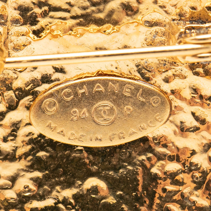 Gold Plated CC Oval Pin Brooch - Image 3