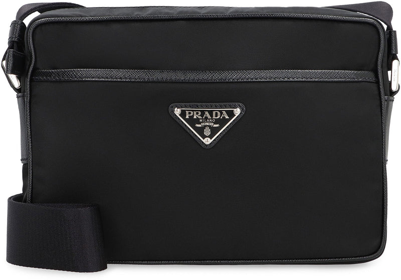Prada Re-Nylon And Calf Leather Shoulder Bag — Black