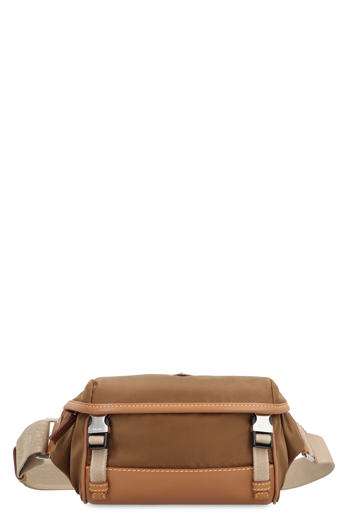 Prada Re-Nylon And Calf Leather Shoulder Bag — Brown Polyamide