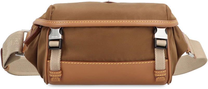 Prada Re-Nylon And Calf Leather Shoulder Bag — Brown Polyamide