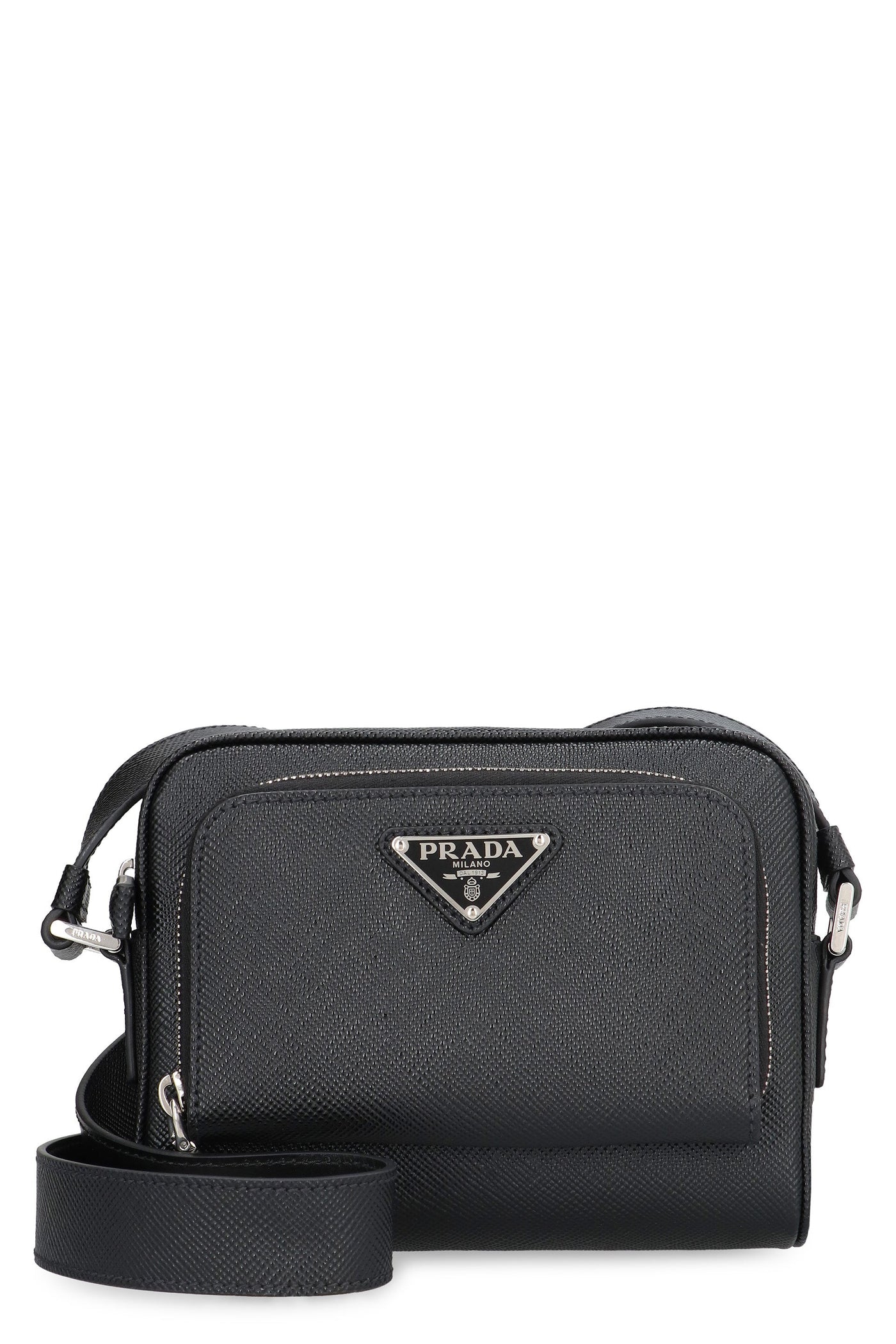Prada Saffiano Calfskin Crossbody Bag — Black Leather