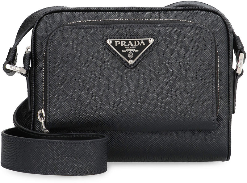 Prada Saffiano Calfskin Crossbody Bag — Black Leather