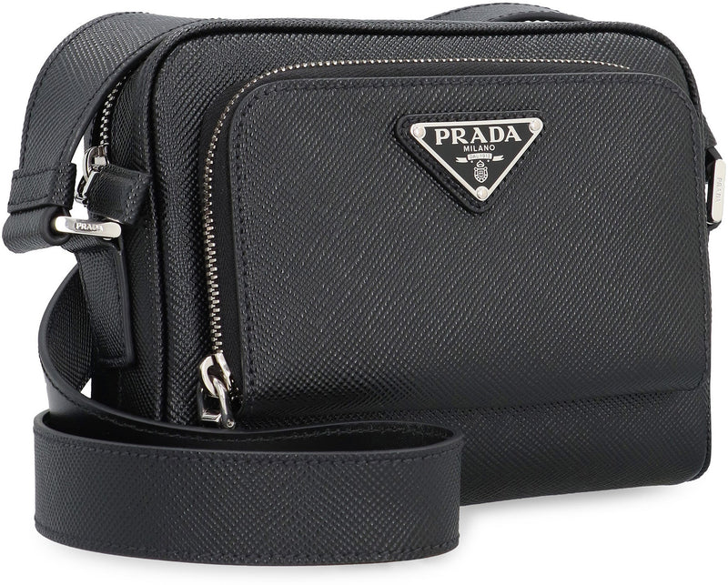 Prada Saffiano Calfskin Crossbody Bag — Black Leather