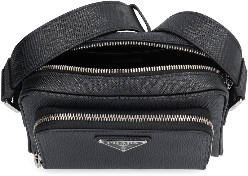 Prada Saffiano Calfskin Crossbody Bag — Black Leather