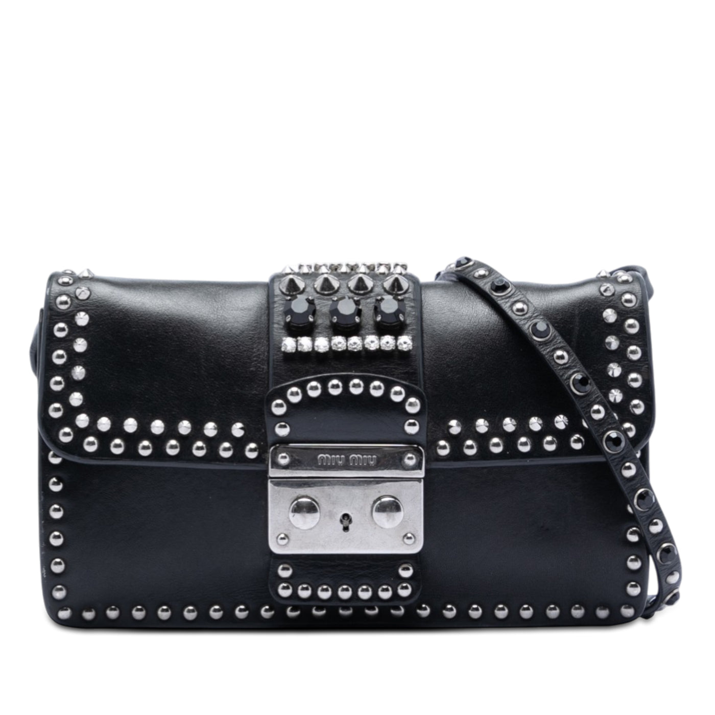 Studded Leather Push Lock Crossbody - Image 1