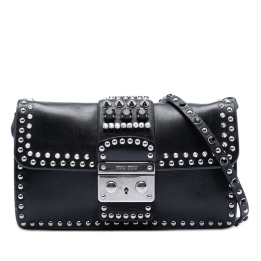 Studded Leather Push Lock Crossbody - Image 1