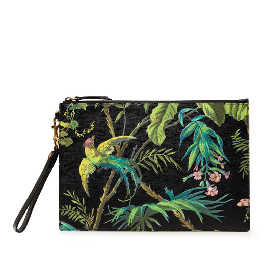 Calfskin Tropical Print Clutch - Image 1