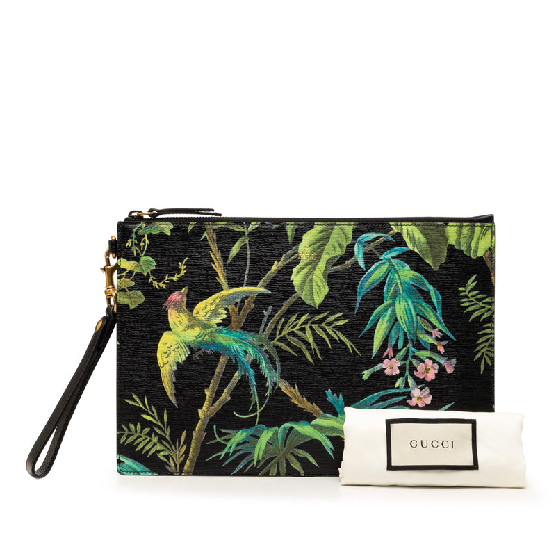 Calfskin Tropical Print Clutch - Image 8