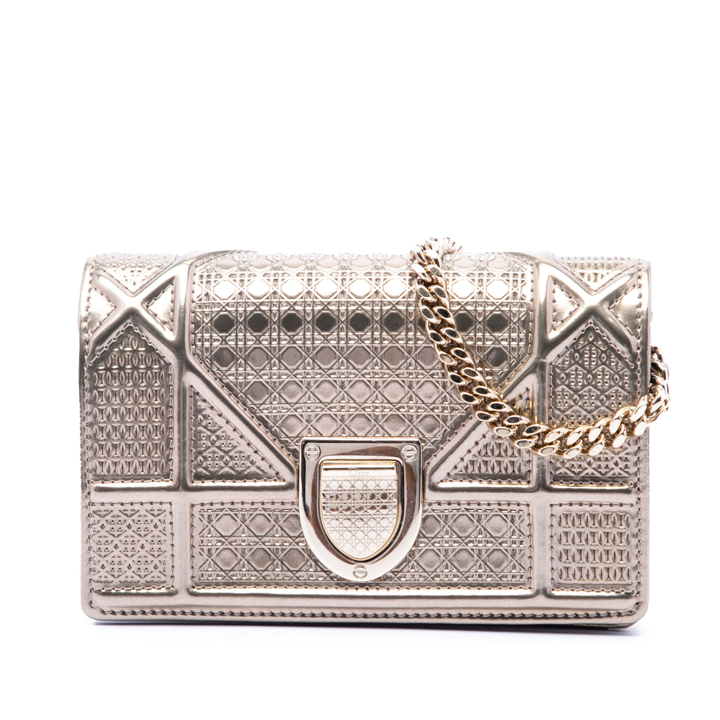 Metallic Patent Microcannage Diorama Wallet on Chain - Image 1