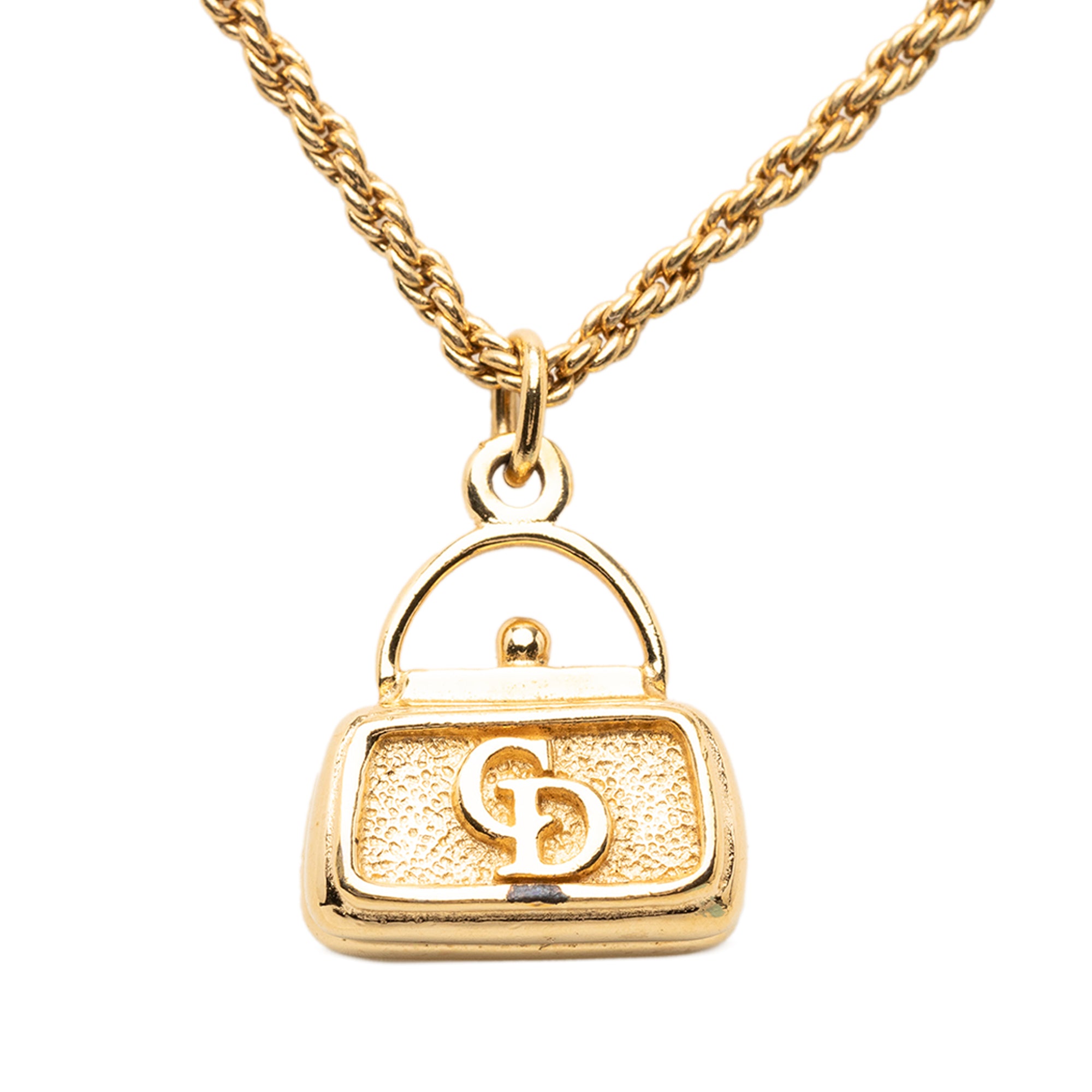 Gold Plated CD Logo Bag Pendant Necklace - Image 2