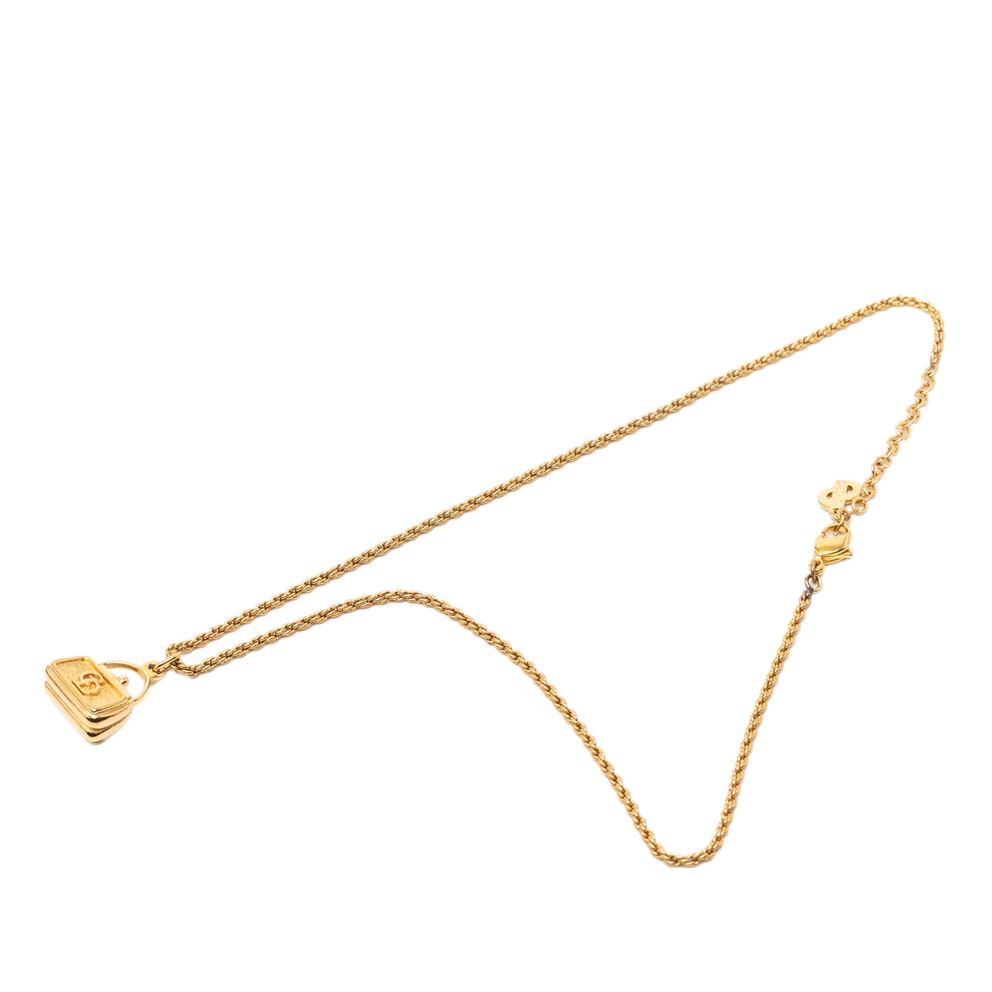 Gold Plated CD Logo Bag Pendant Necklace - Image 5