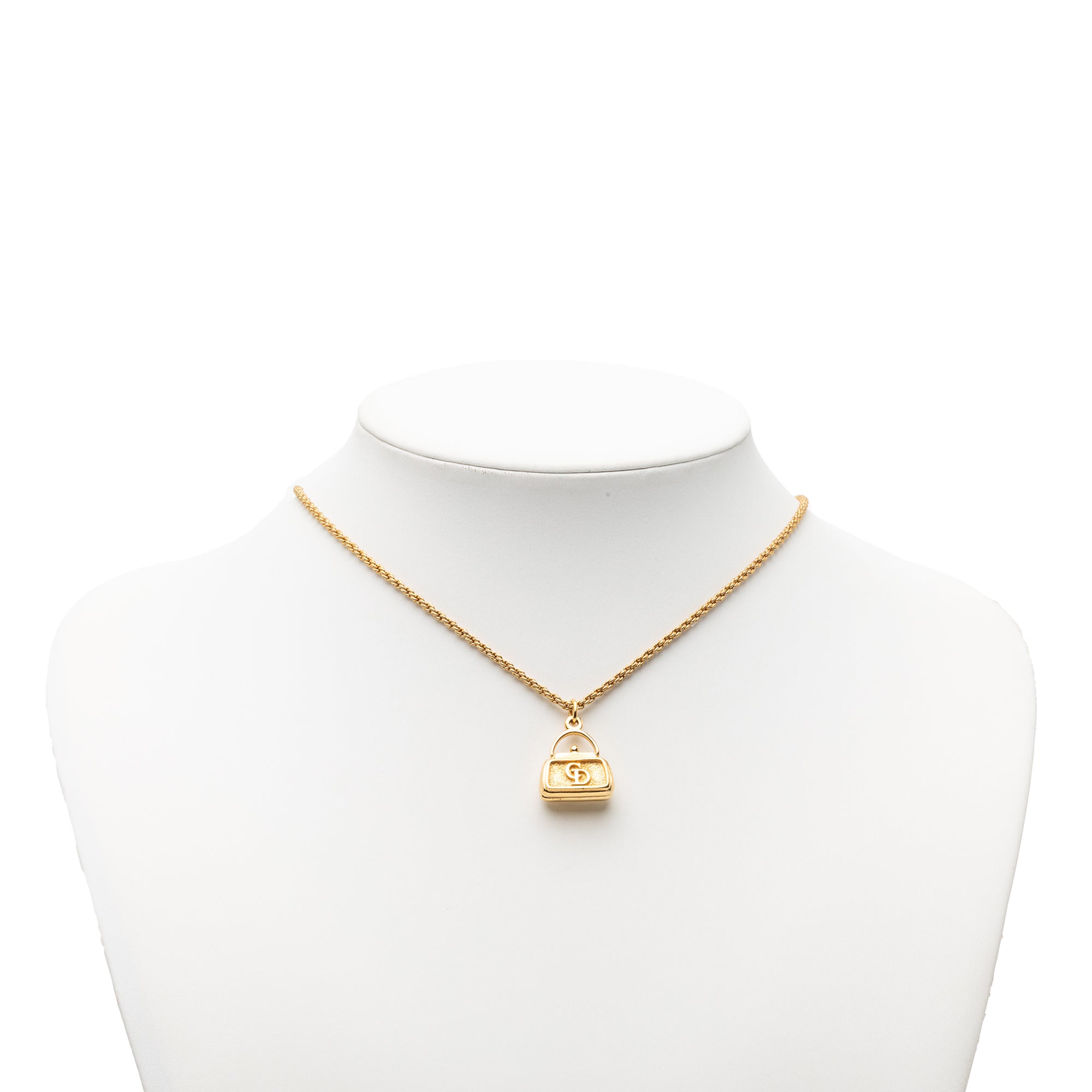 Gold Plated CD Logo Bag Pendant Necklace - Image 6