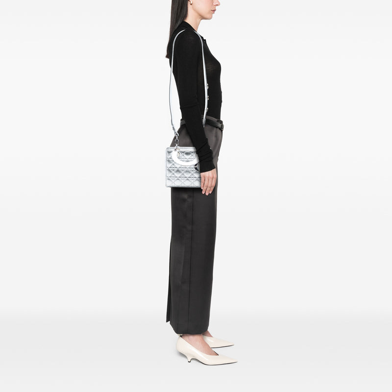 Small Metallic Grained Calfskin Cannage My ABCDior Lady Dior - Image 7