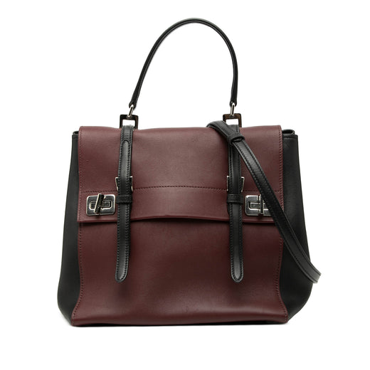 Bicolor Soft Calf Double Turnlock Satchel - Image 1