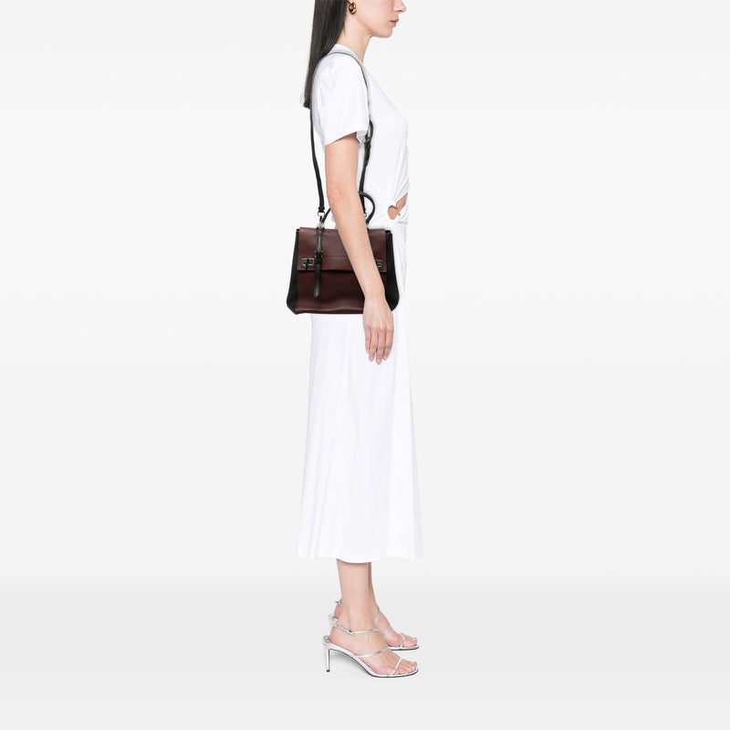 Bicolor Soft Calf Double Turnlock Satchel - Image 6