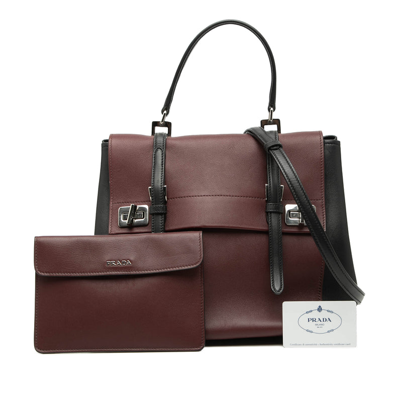 Bicolor Soft Calf Double Turnlock Satchel - Image 7
