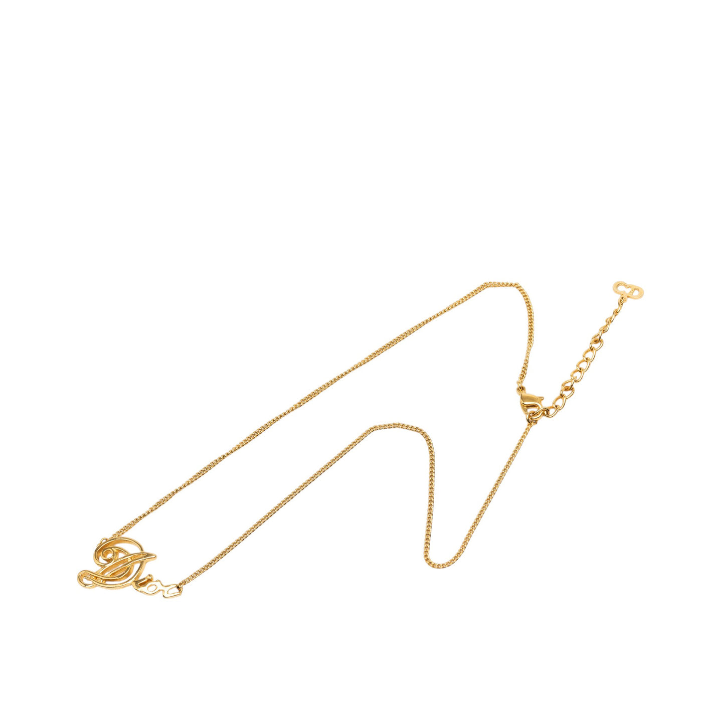 Gold Plated Cursive Logo Pendant Necklace - Image 1