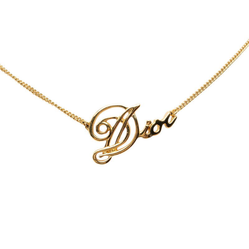 Gold Plated Cursive Logo Pendant Necklace - Image 2