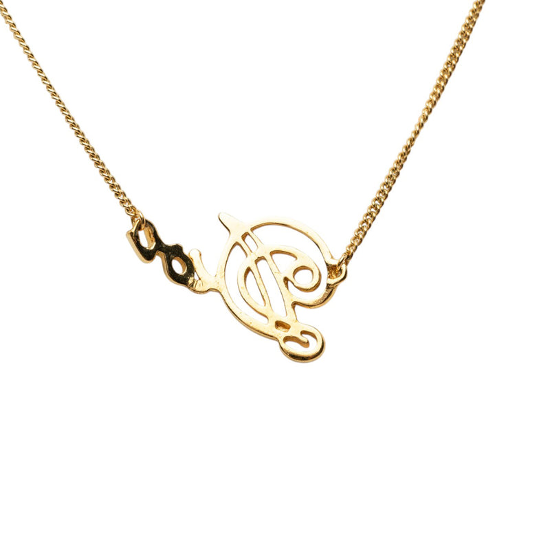 Gold Plated Cursive Logo Pendant Necklace - Image 3