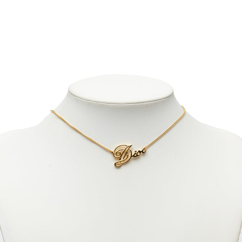 Gold Plated Cursive Logo Pendant Necklace - Image 6