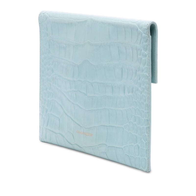 Croc Embossed Leather Skull Clutch - Image 2