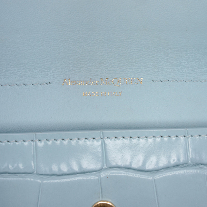 Croc Embossed Leather Skull Clutch - Image 5