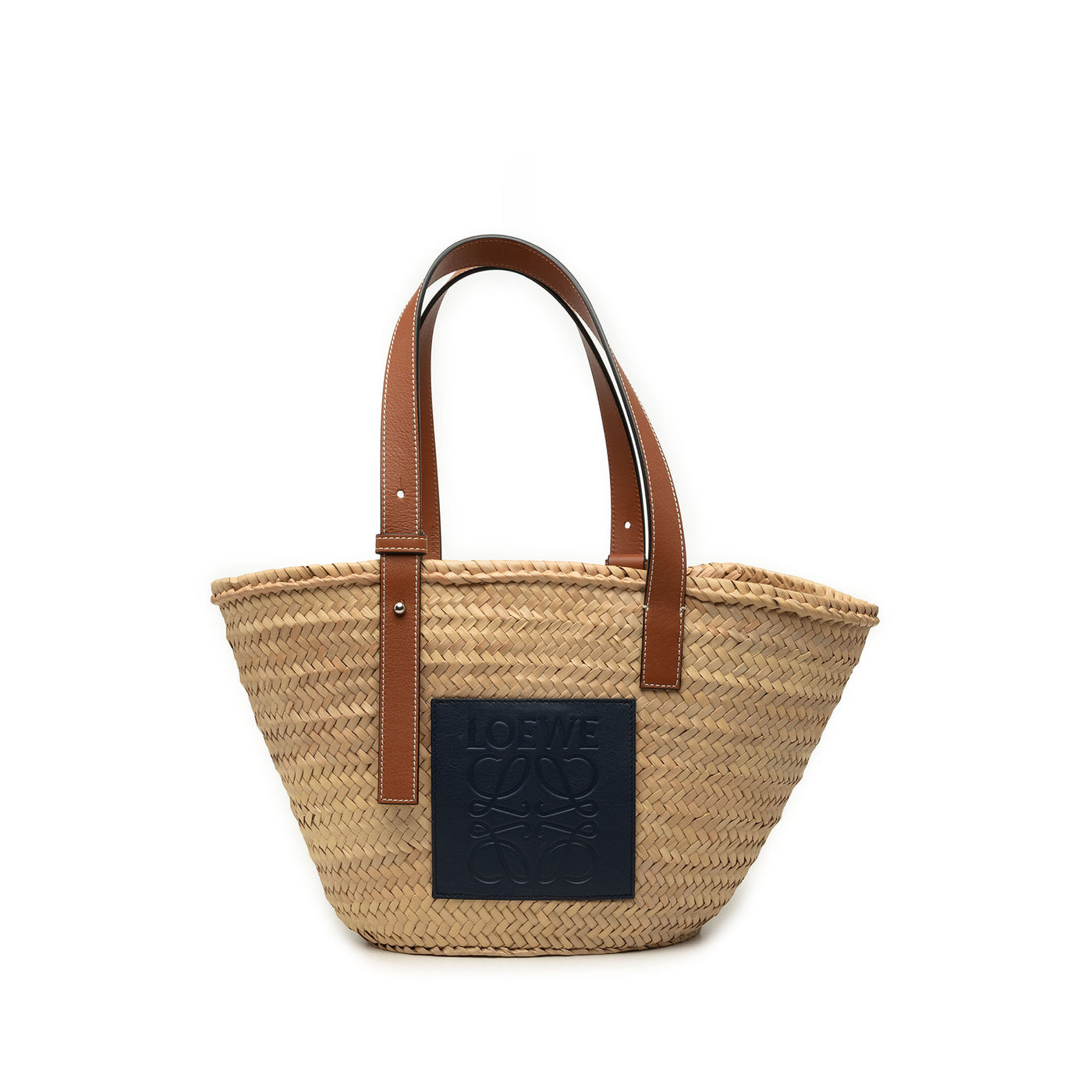Small Raffia Anagram Basket Tote - Image 1