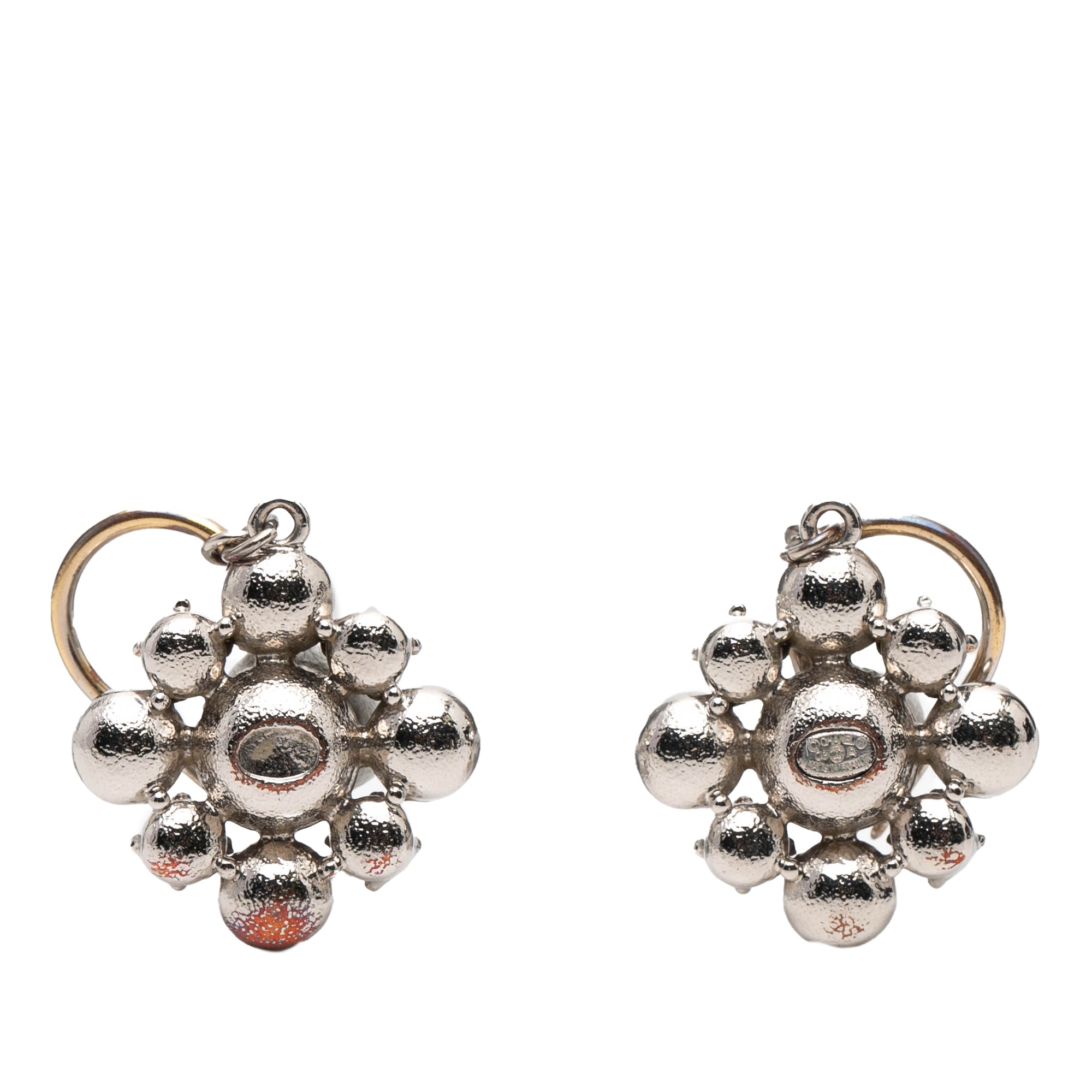 CC Silver Plated Crystal Rhinestones Dangle Push Back Earrings - Image 2