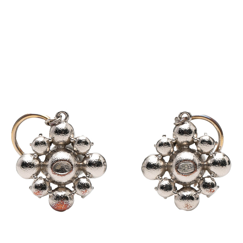CC Silver Plated Crystal Rhinestones Dangle Push Back Earrings - Image 2